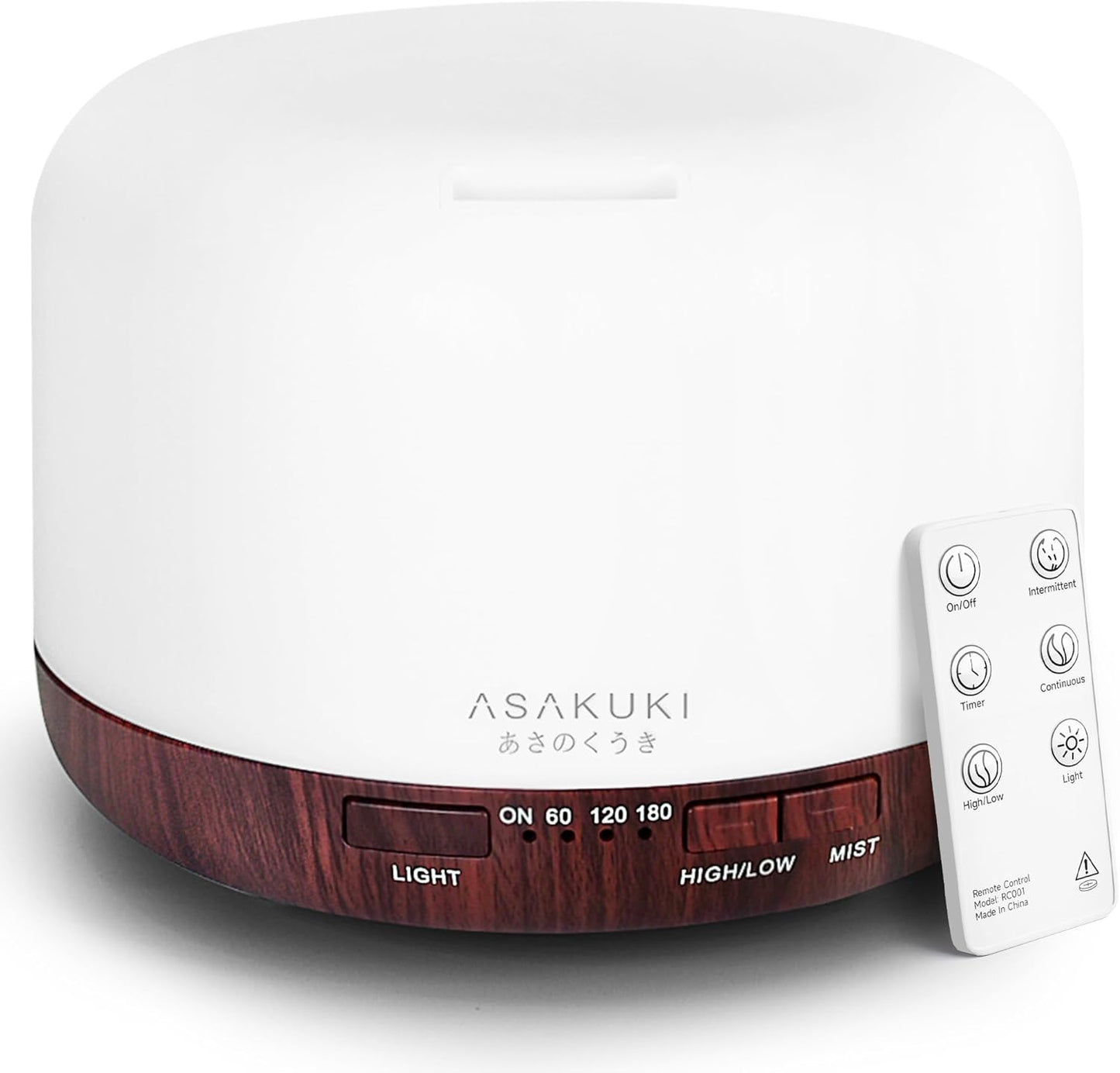 ASAKUKI Essential Oil Diffuser for Home, 500ML Aromatherapy Diffuser Humidifier with Remote Control, 7 Color LED Lights, Quiet Cool Mist Diffuser for Bedroom, Office, Gift for Mom (Yellow)