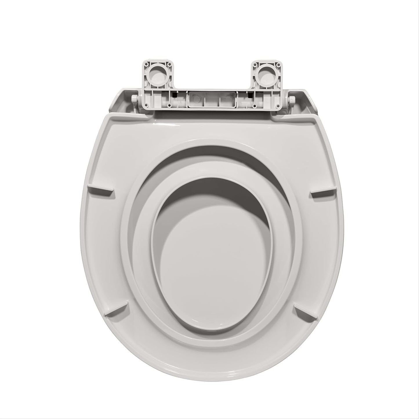 17" White Round Toilet Seat for Adult and Child, Built-In Potty Training Seat with Soft Quiet Close Non-Slip Design, Magnetic Kids Seat and Cover for Round/Oval Toilets, Easy to Install and Clean