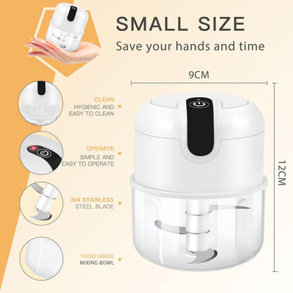 EASYSPEED Electric Garlic Chopper 1Cup, Mini USB Charging Wireless Food Processor with 304 Stainless Steel, 3 Sharp Blades, Portable Kitchen Meat Grinder for Onion, Garlic, Ginger, Baby Food