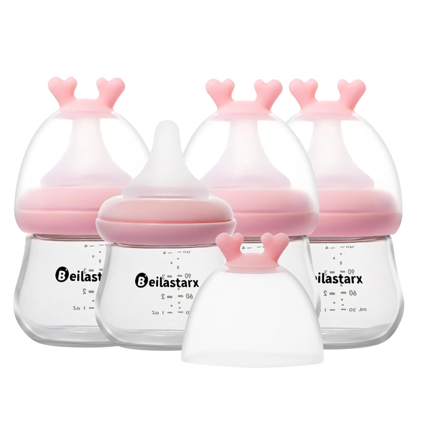 Glass Baby Bottles with Natural Response Nipple Size SS - Anti Colic Baby Bottles Wide Neck Slow Flow Baby Bottle (Multicolor, 4oz (Pack of 2))