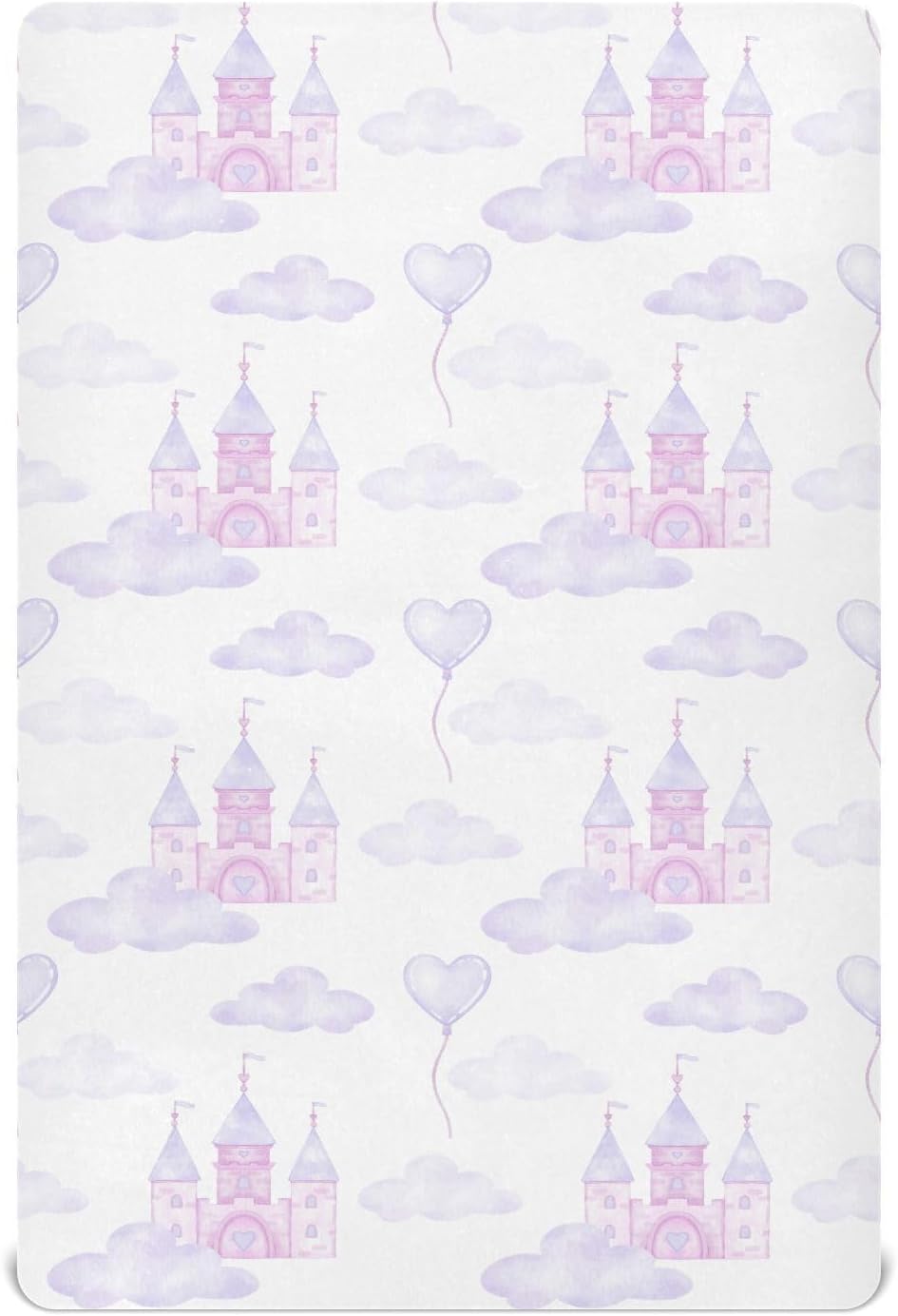 Fitted Crib Sheets White Bears with Clouds Stretchy Portable Playard Sheets for Baby Toddler, Breathable Soft Mini Crib Mattress 39 x 27 in for Boys and Girls