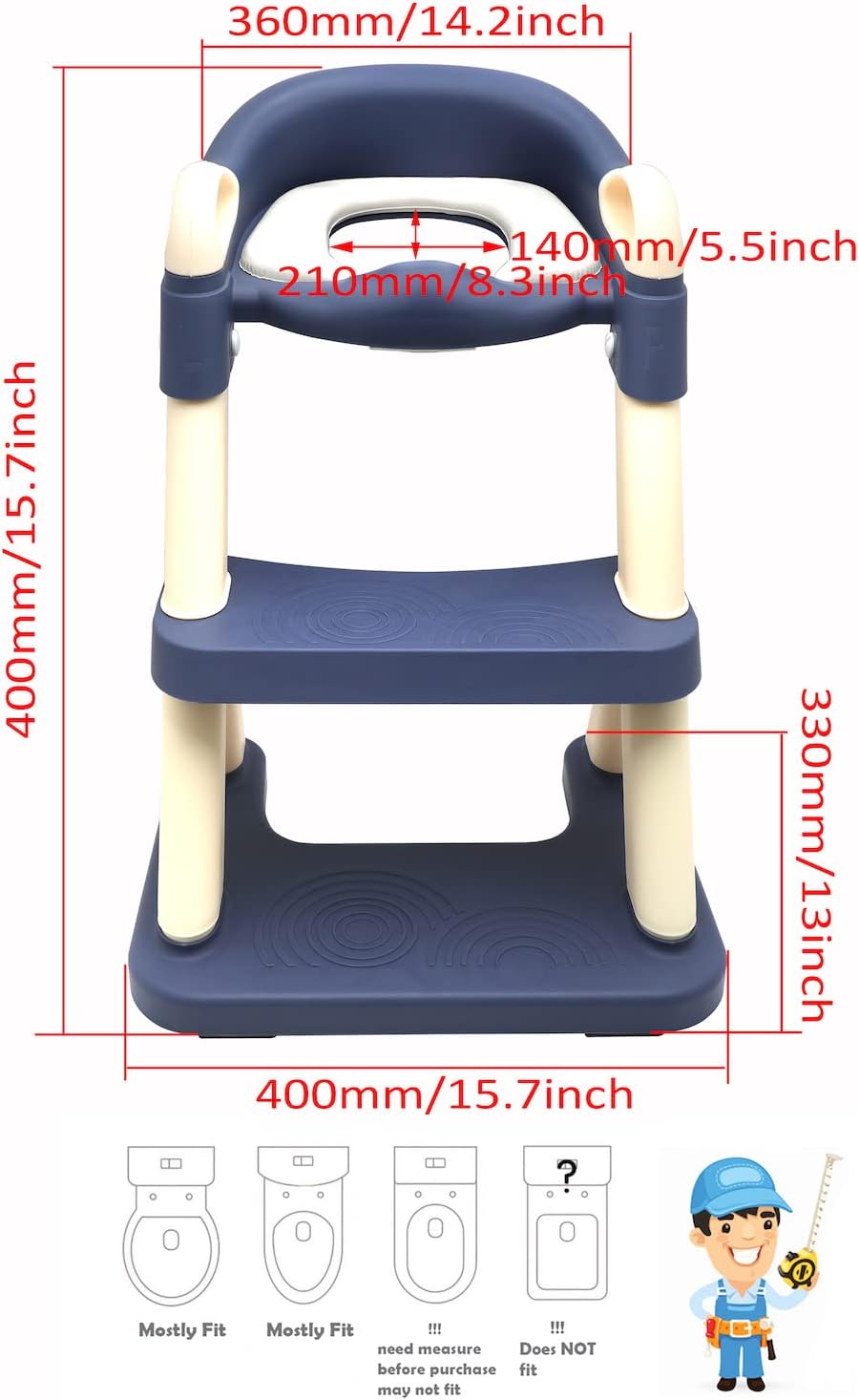 HTTMT- Giraffe Potty Training Toilet Ladder Seat With Upgraded Cushion Step Stool Ladder Toilet Chair/Toilet Trainer for Baby Toddler Kids Children In Pink [P/N: ET-BABY001-PINK STEP]