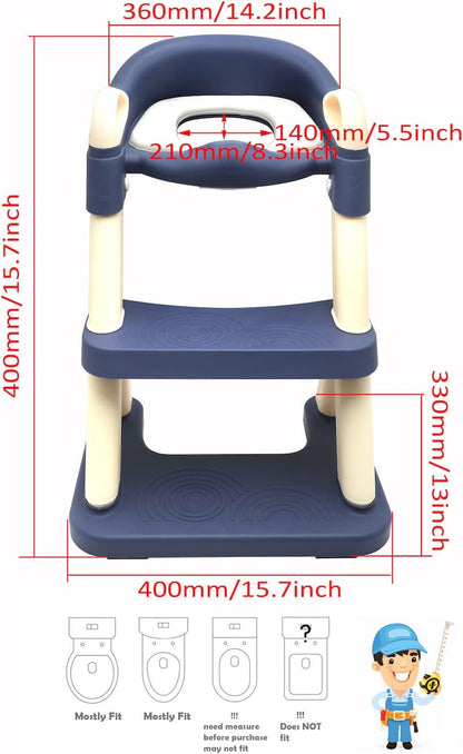 HTTMT- Giraffe Potty Training Toilet Ladder Seat With Upgraded Cushion Step Stool Ladder Toilet Chair/Toilet Trainer for Baby Toddler Kids Children In Pink [P/N: ET-BABY001-PINK STEP]