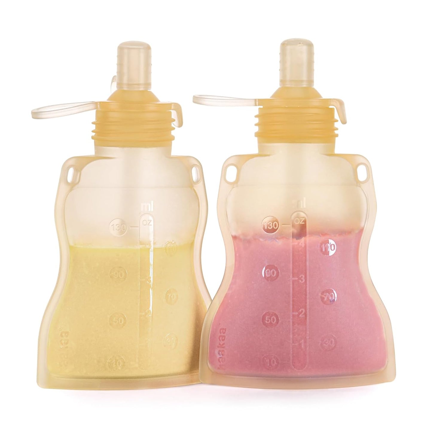 haakaa Yummy Pouch Reusable Baby Food Pouch, Reusable Pouches for Toddlers Kids Squeezable Pouch, Washable Freezer - Make Homemade Organic Food for Babies/Toddlers, 4oz, 2 Pack,6m+(Pea Green)