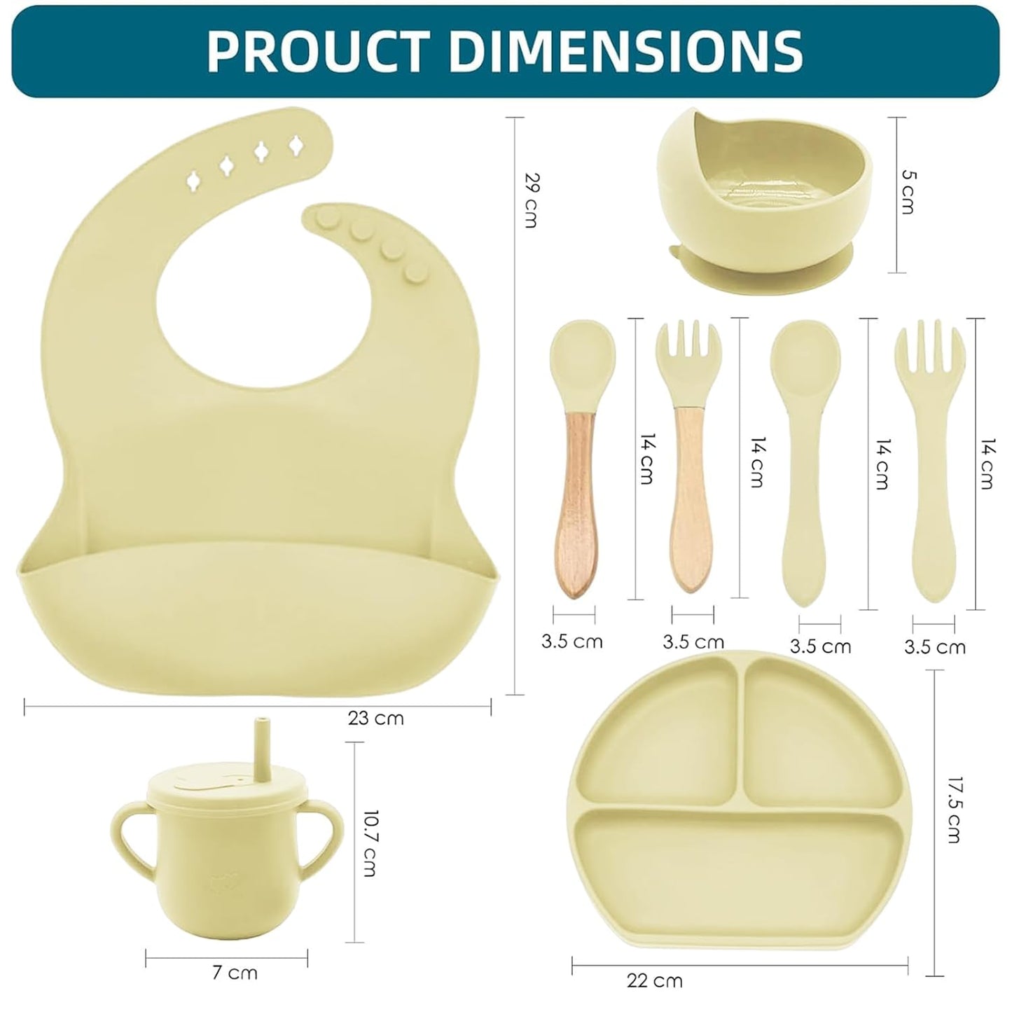 100% Silicone Baby Feeding Set, BPA Free Baby Dishes with Suction Bowl, Divided Plate, Toddler Self Feeding Dish Set with Spoons, Forks, Sippy Cup and Bib, Baby Eating Utensils (Navy Blue)