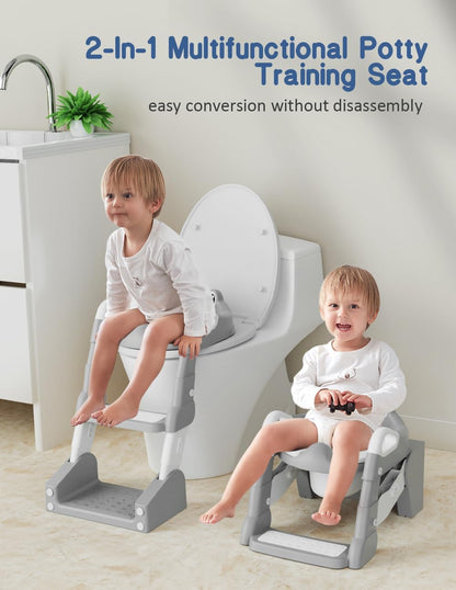 Potty Training Seat, Toddler Potty Training Toilet, Upgrade 2 In 1 Toddler Toilet Seat with Steps Stool Splash Guard and Anti-Slip Pad Soft Cushion, Potty Seats for Toddlers Baby Kids (Pink)