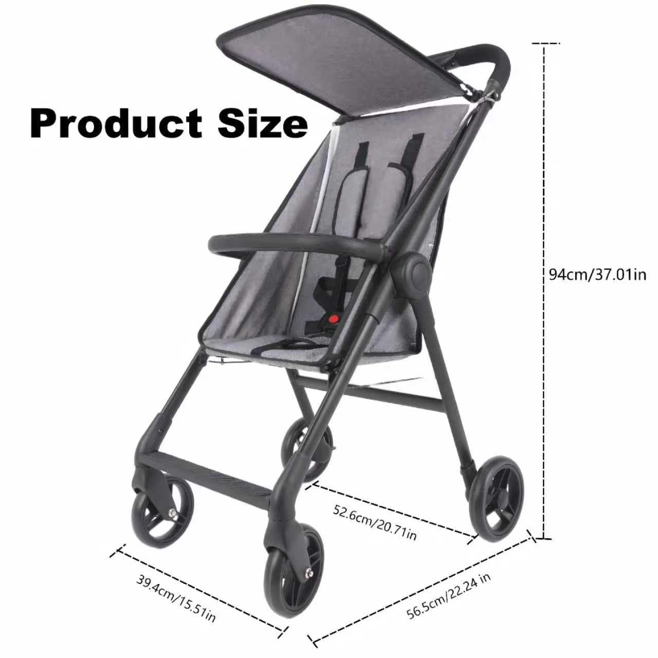 Lightweight Travel Baby Stroller, Compact Foldable Baby Stroller with Sun Visor, Convenience Airplane Strollers, Ultra-Compact One-Hand Foldable Stroller, Baby Airplane Travel Essentials (Grey)