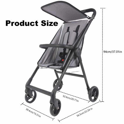 Lightweight Travel Baby Stroller, Compact Foldable Baby Stroller with Sun Visor, Convenience Airplane Strollers, Ultra-Compact One-Hand Foldable Stroller, Baby Airplane Travel Essentials (Grey)