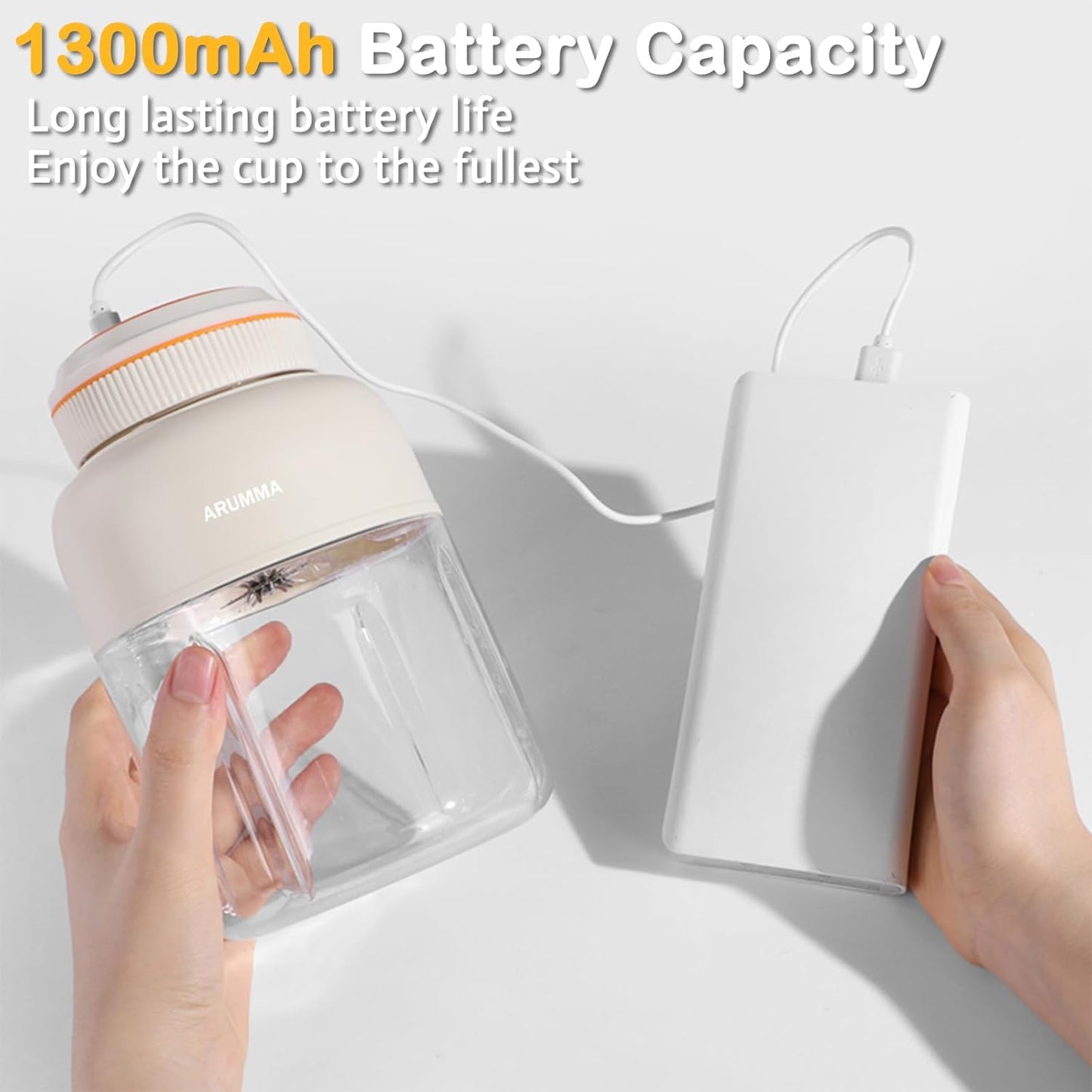 Portable Juice Cup Blender for Smoothies Shakes Fruit Crush Baby Food Maker 43oz 1300ML USB Charging Cordless Food Grade Blades Electric Smoothie Blender for Small Ice Kitchen Outdoor