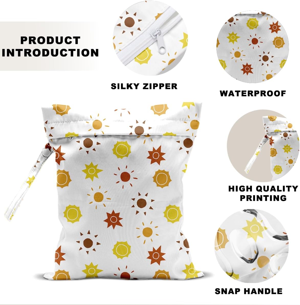 Unicorn Wet Dry Bag 12x10 Inch, Waterproof Reusable Wet Bag with Two Zippered Pockets & Handle for Swimsuit Travel Beach Pool Gym Stroller Dirty Yoga Gym Clothes Toiletries Daycare Organizer