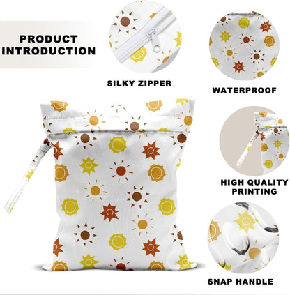 Unicorn Wet Dry Bag 12x10 Inch, Waterproof Reusable Wet Bag with Two Zippered Pockets & Handle for Swimsuit Travel Beach Pool Gym Stroller Dirty Yoga Gym Clothes Toiletries Daycare Organizer