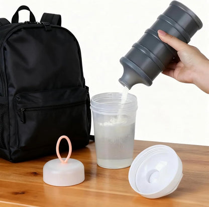 Protein Powder Container with Funnels Stand, 4 Stackable Protein Powder Dispenser for Travel, Fitness and Workout, 2 Pcs