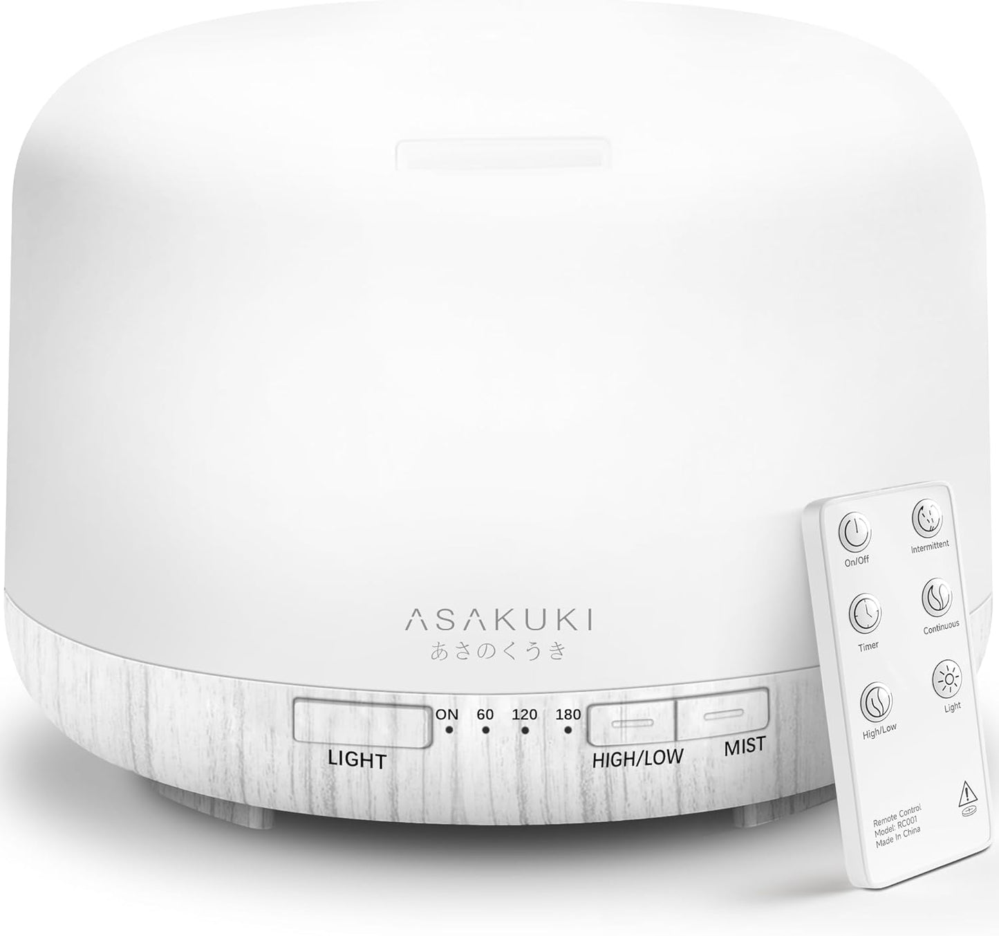 ASAKUKI Essential Oil Diffuser for Home, 500ML Aromatherapy Diffuser Humidifier with Remote Control, 7 Color LED Lights, Quiet Cool Mist Diffuser for Bedroom, Office, Gift for Mom (Yellow)