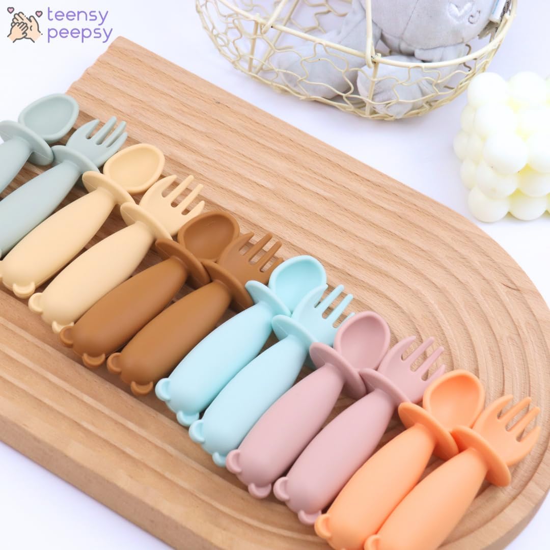 Silicone Bear Shaped Baby Bowl with Suction, Spoon & Fork for Babies 6+ Months, Infant Feeding BLW Baby Essentials Must Haves, BPA Free, Dishwasher Safe (Very Bear)