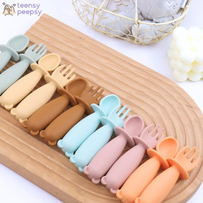 Silicone Bear Shaped Baby Bowl with Suction, Spoon & Fork for Babies 6+ Months, Infant Feeding BLW Baby Essentials Must Haves, BPA Free, Dishwasher Safe (Very Bear)