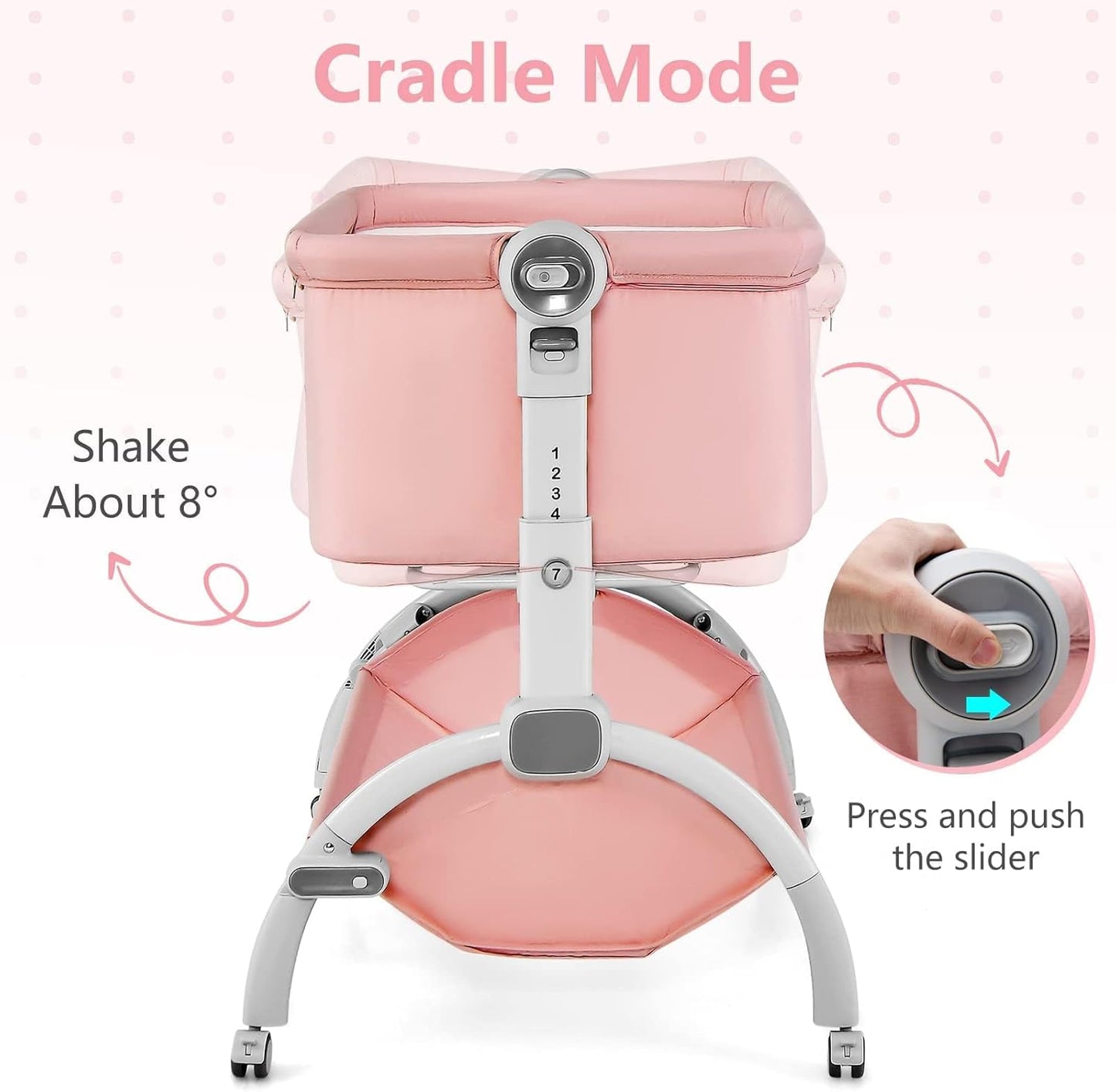 INFANS 3 in 1 Baby Bassinet, Bedside Sleeper, Rocking Cradle, Easy Folding Portable Safer Co-Sleeping Crib with Height Adjustable, Wheels Storage Basket Travel Bag for Infant Newborn (Gray)