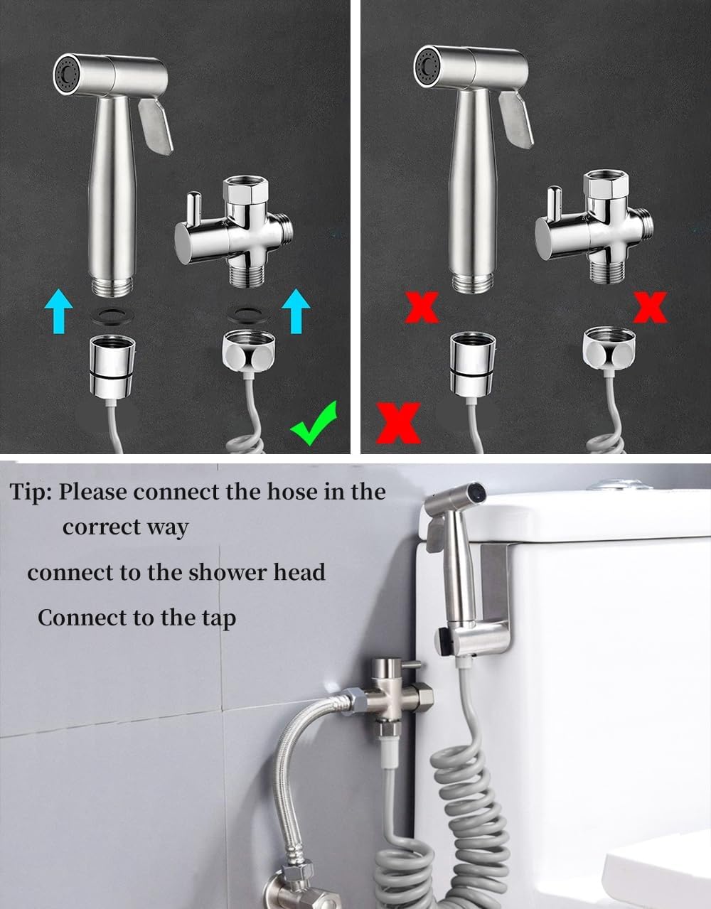 Handheld Bidet Sprayer for Toilet Kit,Stainless Steel Muslim Shower Toilet Bidet Faucets Attachment Set with T-Valve,Adjustable Water Pressure,Toilet Hose Sprayer,Cloth Diaper Spraye for Baby Wash