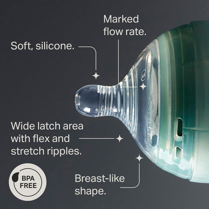 Tommee Tippee Advanced Anti-Colic Baby Bottle Nipples, Breast-Like for A Natural Latch, Soft Silicone, Medium Flow, 3+ Months, Pack of 6