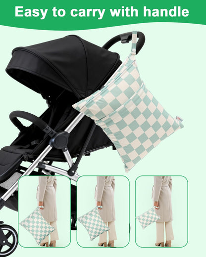 ALVA ALVABABY 3 Cloth Diaper Wet Dry Bags Waterproof Reusable with Two Zippered Pockets Travel Beach Pool Daycare Soiled Baby Items Yoga Gym Bag for Swimsuits or Wet Clothes Small medium Large - Colors A