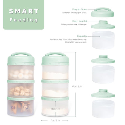 Termichy Stackable Formula Dispenser Portable Milk Powder Container, 2 Pack, Warm Grey