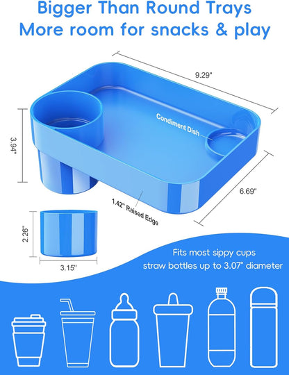 Car Seat Cup Holder Snack Tray for Kids, Reduces Mess, Detachable Large Base & Adjustable Ring, Carseat Tray for Toddler, Car Seat Food Tray Table for Kid Travel Road Trip Essentials -Light Gray