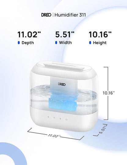 Dreo Humidifiers for Bedroom, 4L Top Fill for Large Room, 36H Runtime, 28 dB Quiet Supersized Cool Mist Air Humidifier for Baby Nursery, Plants, Indoor, Night Light, Easy to Clean & Fill, White