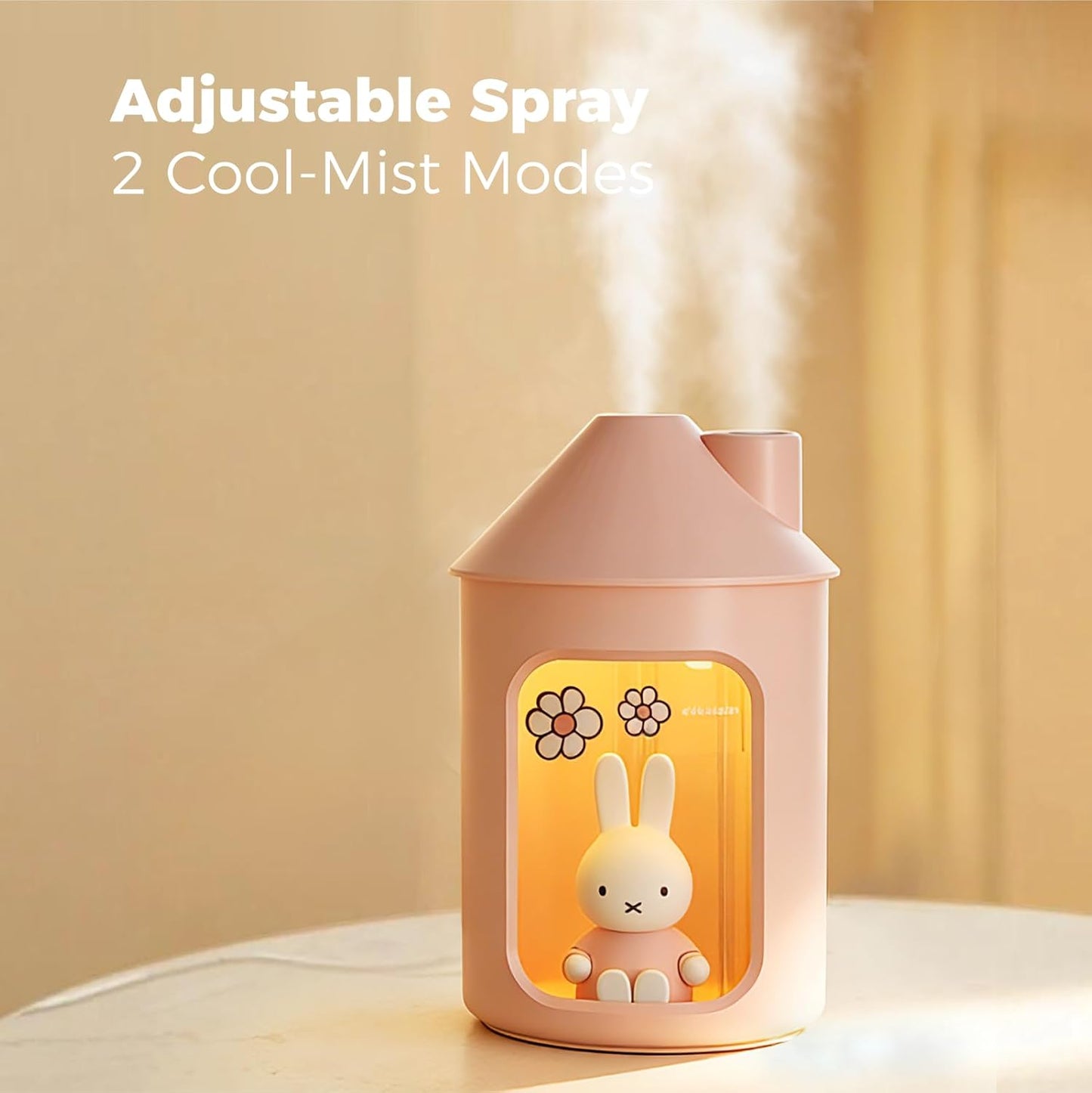 Mipow X Miffy Double Spray Humidifier 2.0 Smart App-Control RGB LED, Mini Cute Humidifier with Night Light, 500ml for Bedroom, Nursery/Office - Blue