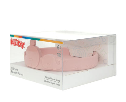 Nuby Animal Friend Silicone Round Bowl - Toddler Bowl - 6+ Months - Pink Whale Bowl