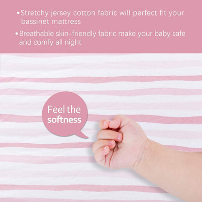Bassinet Sheets Fit for Simmons Kids By The Bed City Sleeper Bassinet(Twins), Moses Basket and Hospital Bassinet, 100% Cotton, 2 Pack, Gray and White Print - Colors B