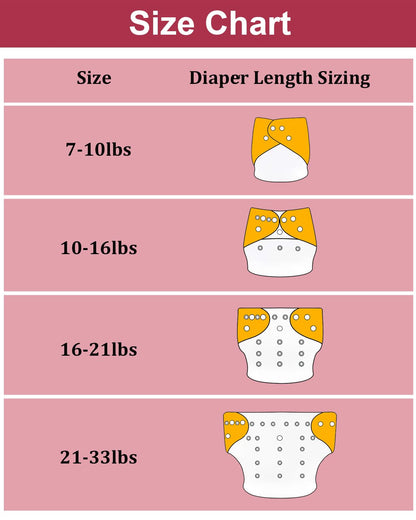 babygoal Cloth Diaper Covers 6 Pack with Wet Bag for Fitted Diapers and Prefolds with Double Gussets, Adjustable and Reusable for Baby Boys and Girls
