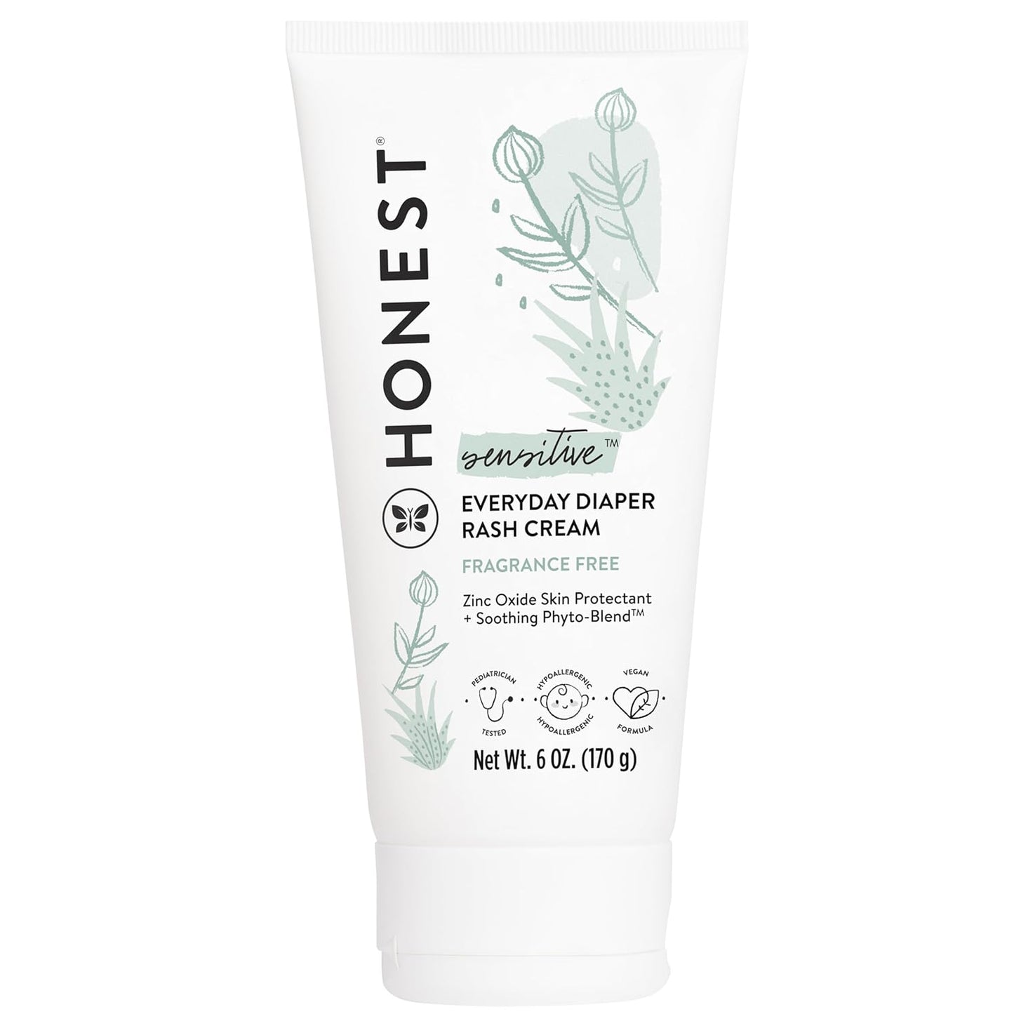 The Honest Company Hypoallergenic Diaper Rash Cream, Moisturizing, Calming Zinc Oxide Ointment, NEA Recognized Cruelty-Free, 2.5 oz