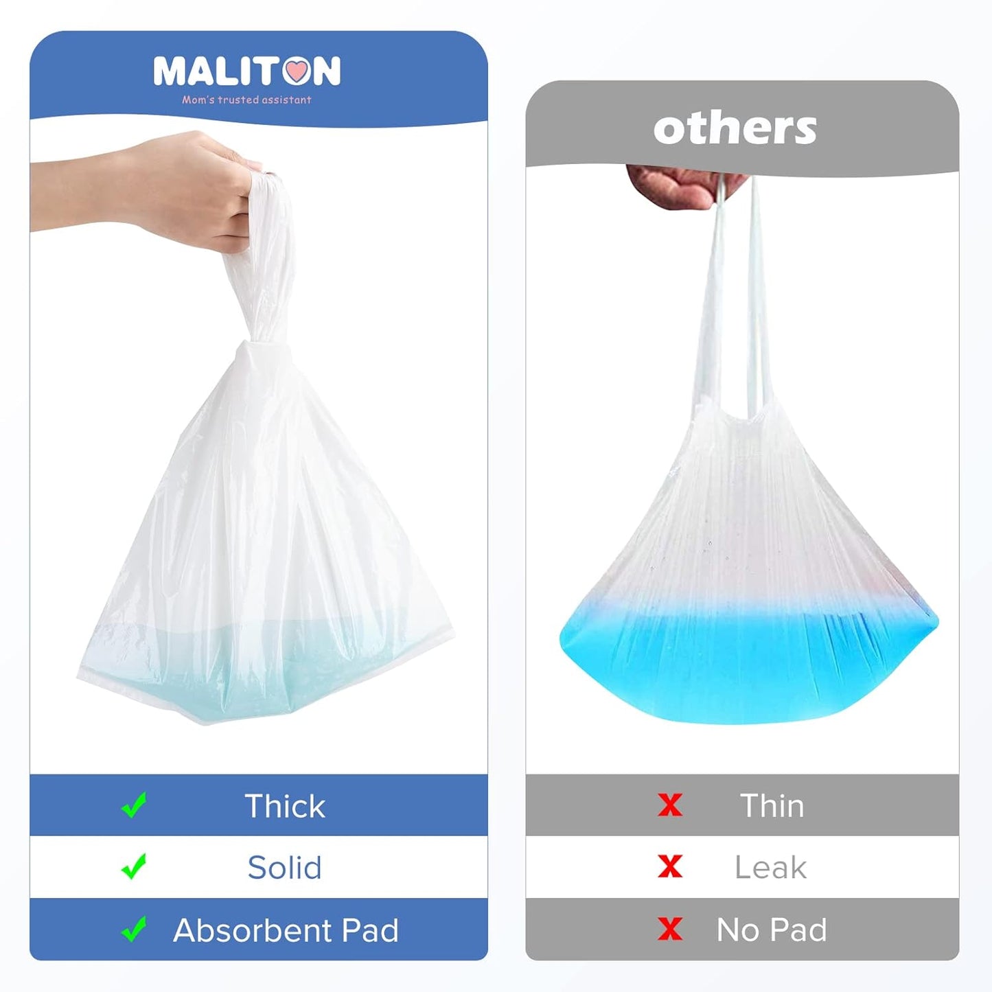 [80 Counts] Disposable OXO Potty Bags, Potty Liners for Portable Potty, Maliton Travel Potty Fit Bags for OXO Tot 2-in-1 Go Potty, Universal Travel Potty Refill Bags Fit Most Potty Chairs for Cleanup