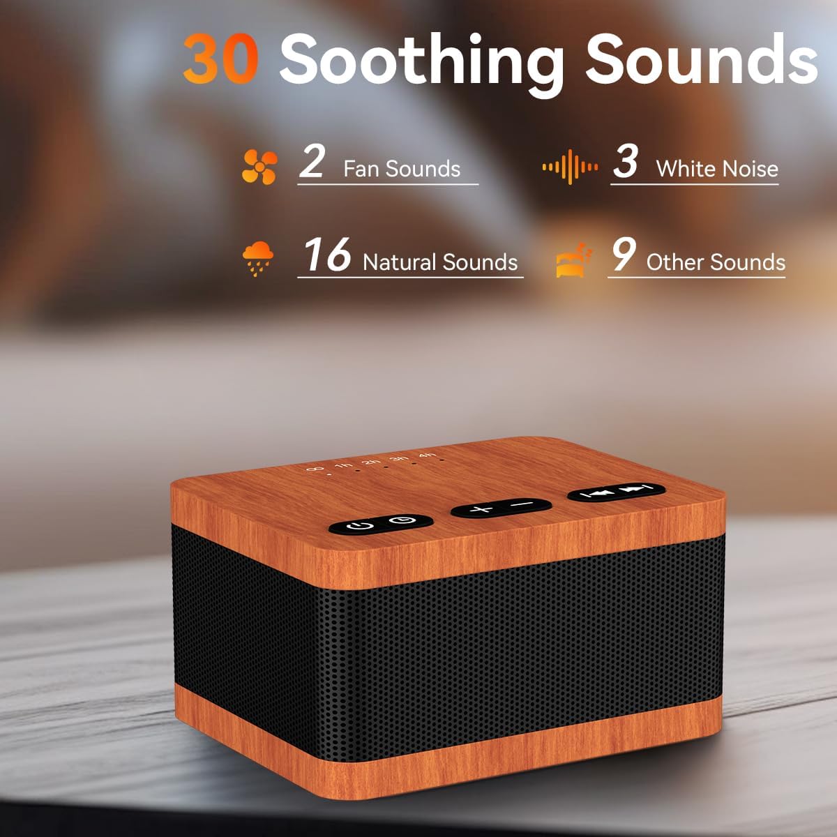 Sound Machine White Noise Machine with 30 Natural Soothing Sounds 32 Levels Volume 5 Timers Memory Function Effectively Blocks Noise Ideal Sleep Machine Brown Noise for Baby Kids Adults Home (Black)