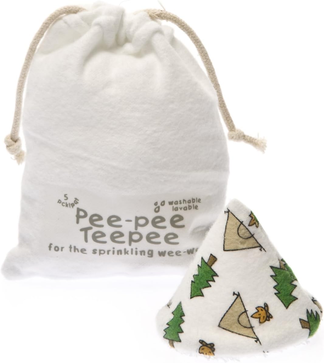 Beba Bean - Pee Pee Teepee for Baby Boy - Reusable & Washable Pee Shield for Diaper Changing - Baby Shower Gifts for Boys - Li’l Monkey Cotton Cloth - Laundry Bag - Set of 5 Covers