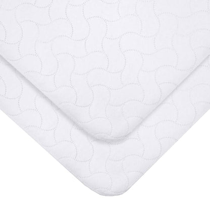 American Baby Company 2 Pack Waterproof Flat Reusable Bassinet Mattress Pad Protector, Embossed Quilt-Like Bassinet Protective Mattress Pad Cover for Babies, Adults and Pets, White, 15" x 33"