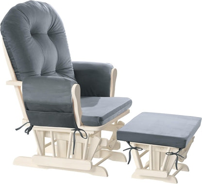 HOMBYS Glider Rocker Replacement Cushions 5 PCS with Storage Side Pocket, Velvet Fabric, Foam & Microfiber Filling, Non-Slip & Washable,Thickened & Supportive for Glider Rocking Chair