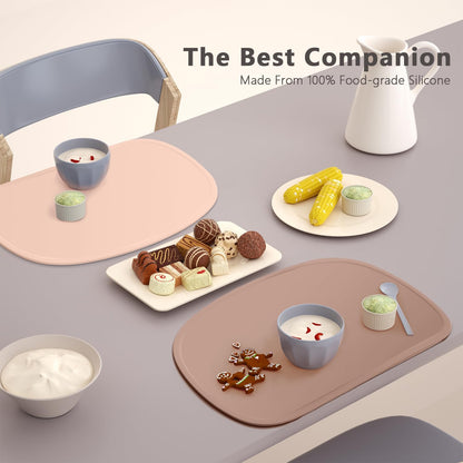 Cuddle Campus Set of 3 Silicone Placemats with Raised Edges for Kids,Toddlers,Babies, Non-Slip Dinning Table Mat, Baby Eating Mat, Food Mat Set 2