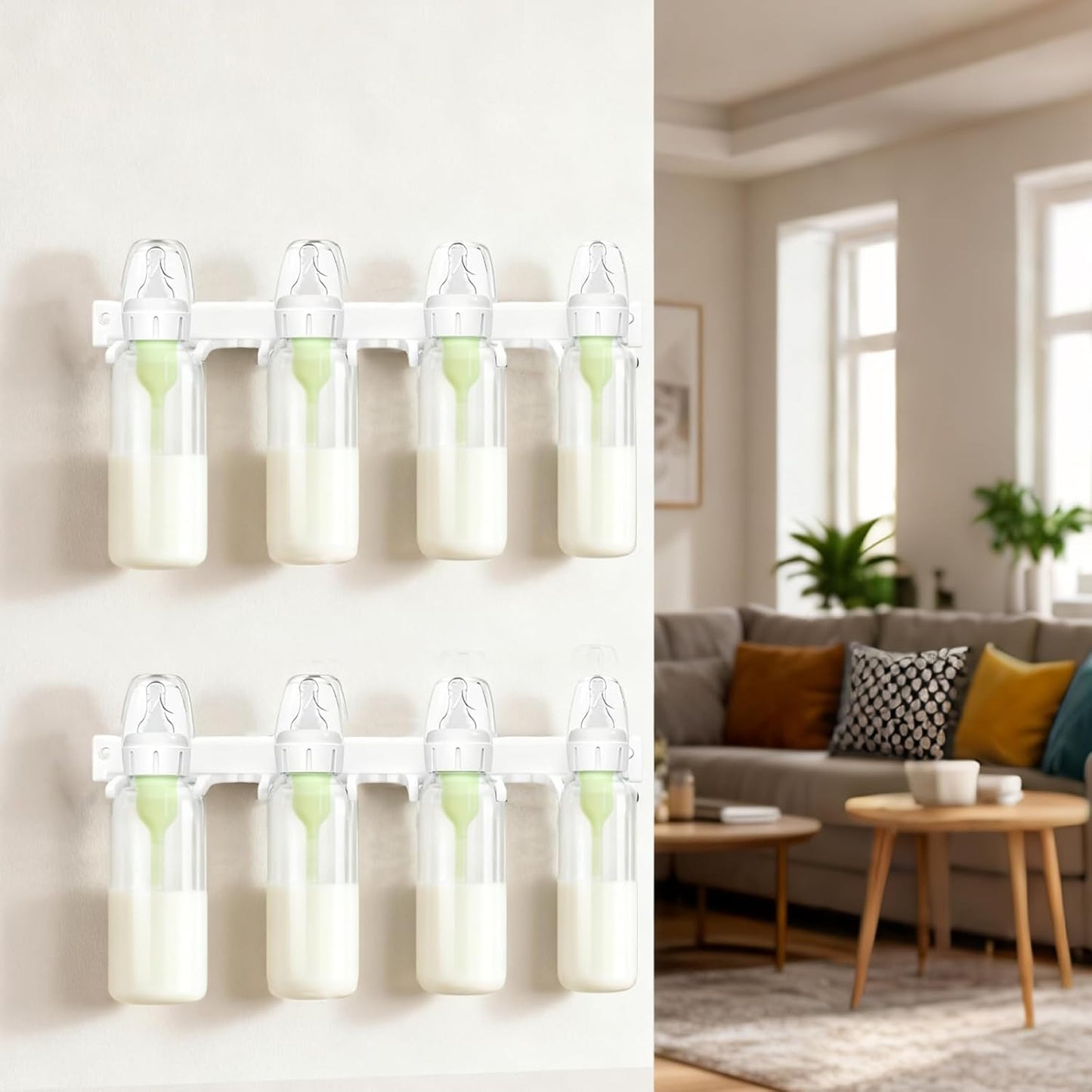 Palksky Baby Bottle Storage Organizer for Dr. Brown's,Baby Bottle Holder for Wall Storage, Fridge and Cabinet, Space Saving Organizer for Baby Stuff Essentials（2-Pieces）