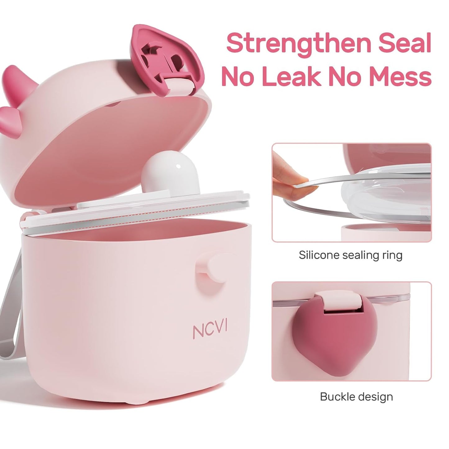 NCVI Baby Formula Dispenser On The Go, Formula Container To Go, Formula Holder for Travel, Outdoor Picnic with Baby Infant, Portable Container for Milk Powder, Snacks, Candy, Fruits (Pink)
