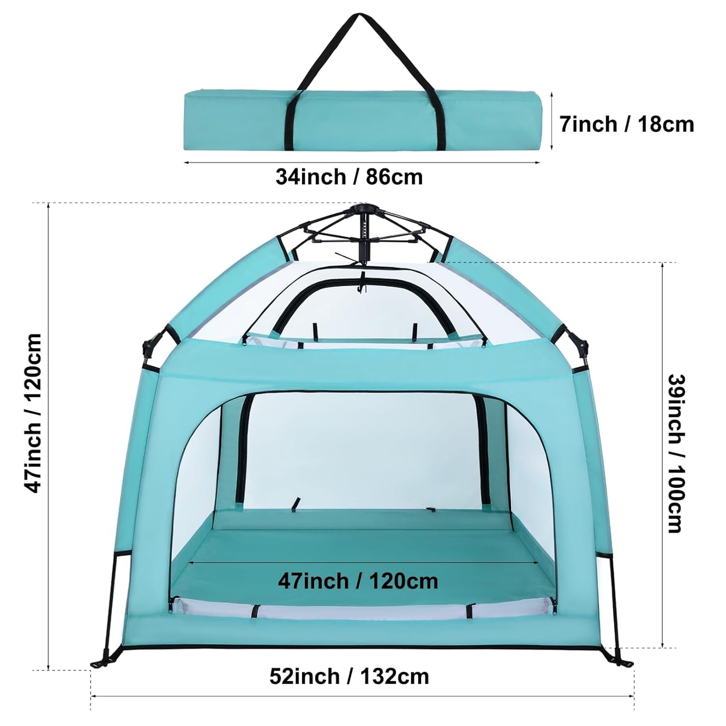 Bend River Portable Baby Playpen with Canopy, Infant Play Yard, Beach Tent, Mosquito Net for Indoor and Outdoor (Beige)