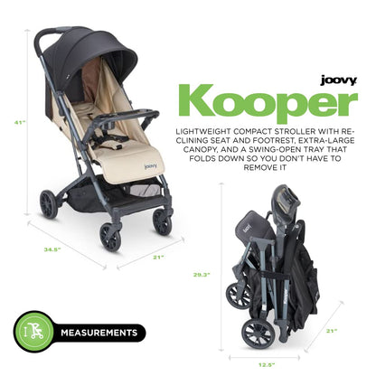 Joovy Kooper X2 Double Stroller, Lightweight Travel Stroller, Compact Fold with Tray, Black