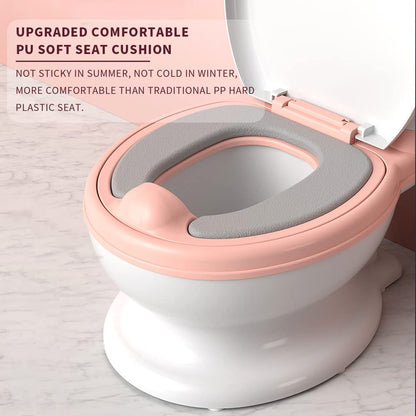 Potty Training Toilet, Realistic Potty Training Seat, Toddler Potty Chair with Soft Seat, Removable Potty Pot, Toilet Tissue Dispenser and Splash Guard, Non-Slip for Toddler& Baby& Kids