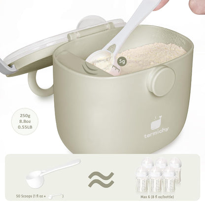 Termichy Baby Formula Dispenser, Portable Milk Powder Dispenser Container with Carry Handle and Scoop for Travel Outdoor Activities with Baby Infant, 8.8OZ, 0.55LB, 250g, 500ml (Pink)