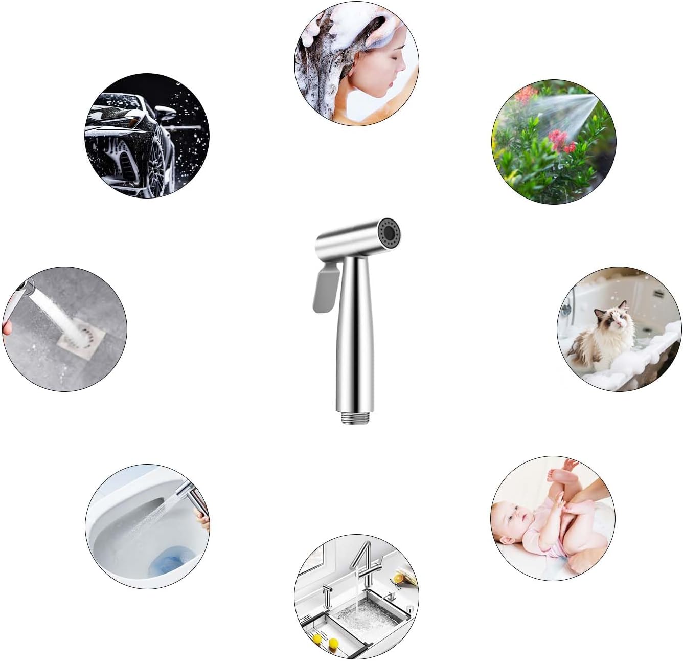Handheld Bidet Sprayer for Toilet, IDMAX Jet Sprayer for Toilet Muslim Shower Set with 49-inch Hose and Bracket, Adjustable Bidet Attachment Water Pressure Controlfor Feminine Wash