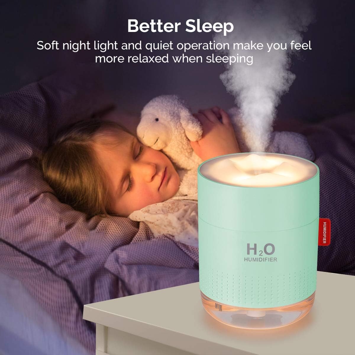 Portable Mini Humidifier, 500ml Small Cool Mist Humidifier, USB Personal Desktop Humidifiers for Baby Bedroom Travel Office Home, Auto Shut-Off, 2 Mist Modes, Super Quiet, White
