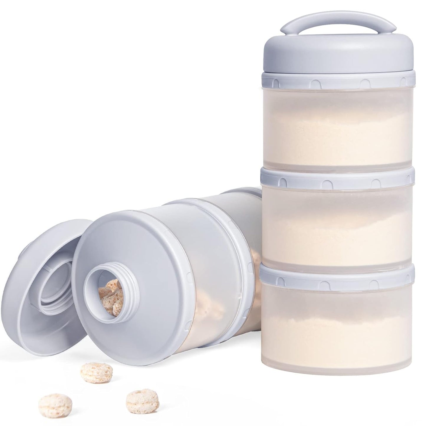 Termichy Stackable Formula Dispenser Portable Milk Powder Container, 2 Pack, Warm Grey