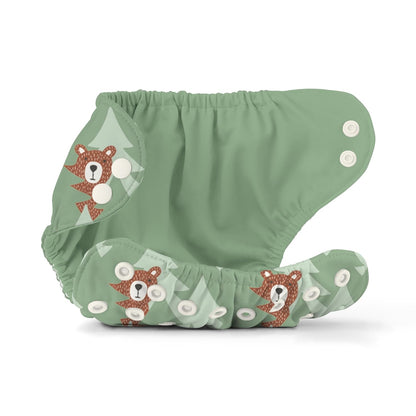 Esembly Cloth Diaper Cover - Reusable Swim Diaper, Waterproof, Breathable - Adjustable Outer Layer Over Absorbent Inner for Blowout Protection - Sea Glass, Size 2 (18-35lbs)