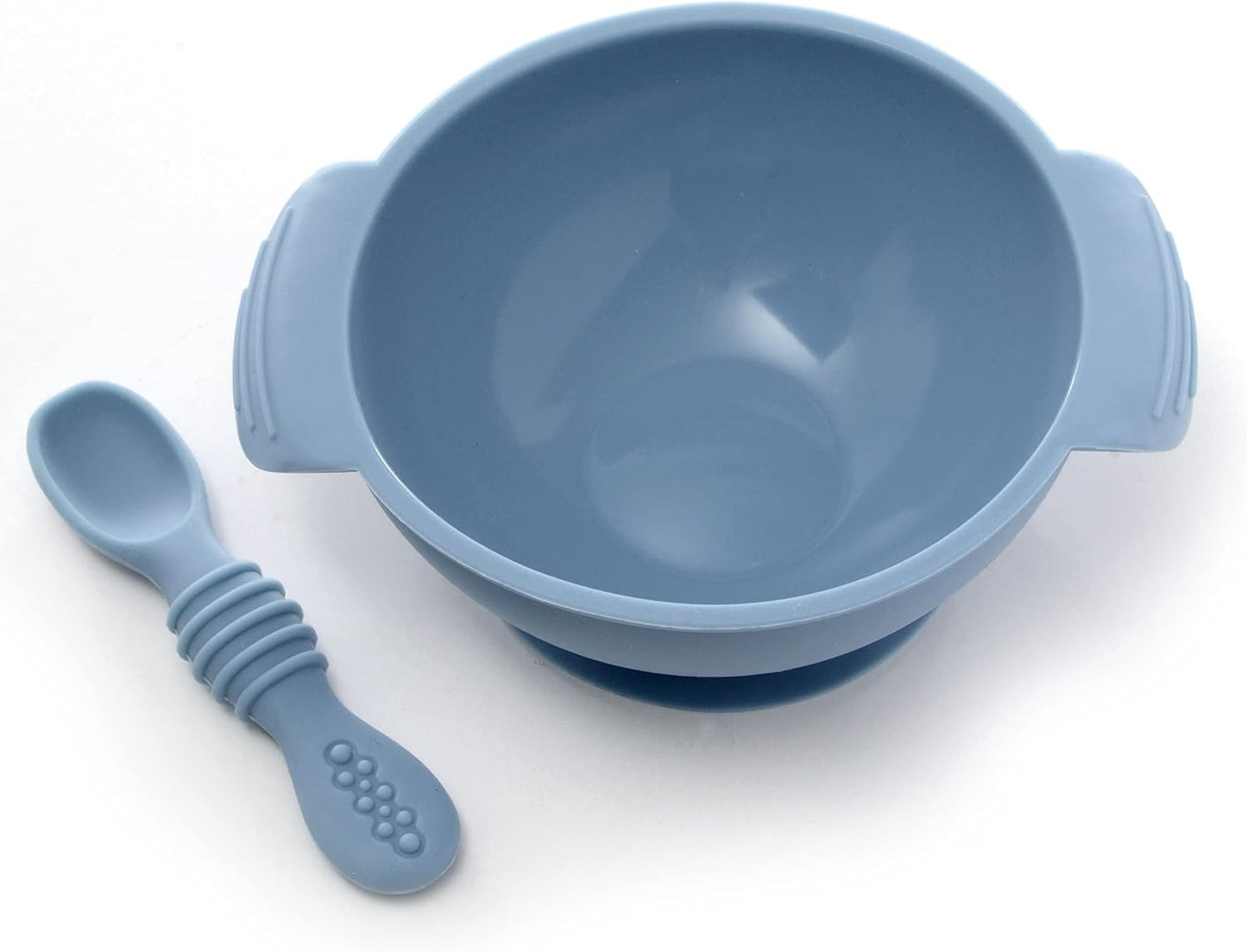 PrimaStella Unbreakable Silicone Non-Slip Bowl and Chew Spoon Set for Babies and Toddlers (Rainbow Swirl)