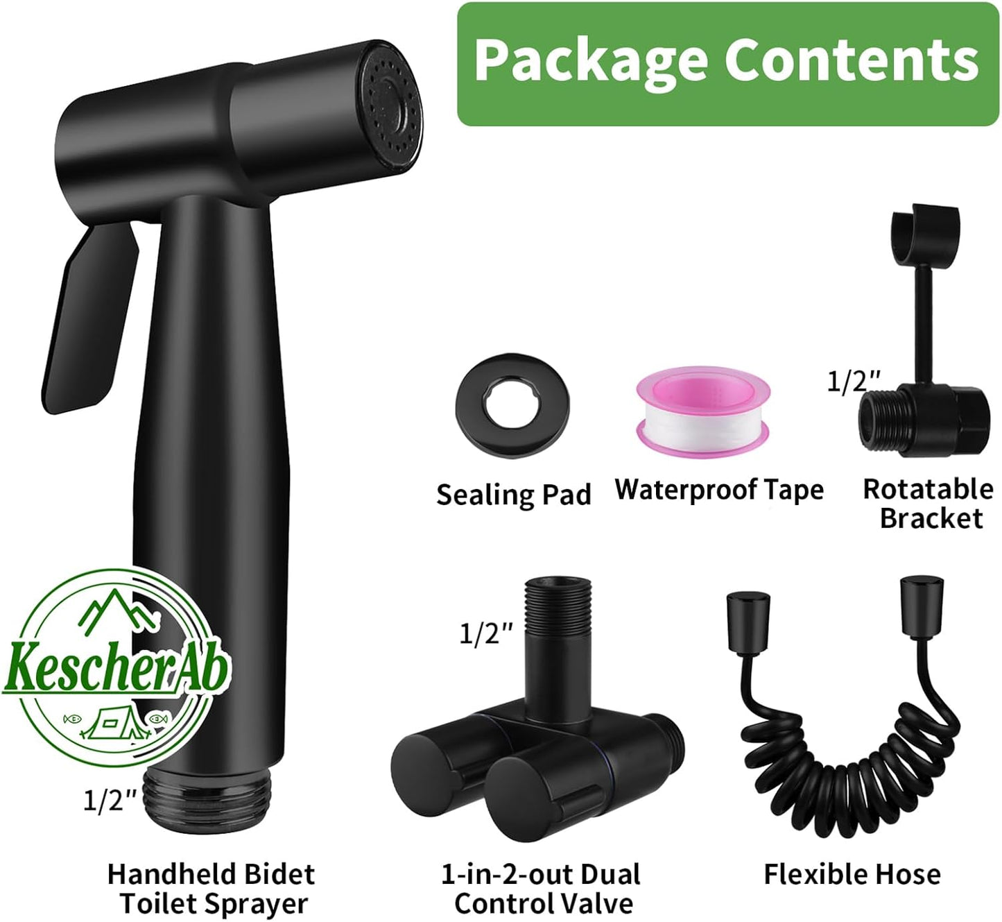 Handheld Toilet Bidet Sprayer for Toilet, Adjustable Water Pressure Control with Complete Bidet Spray Hoses Kit for Feminine Wash, Cloth Diaper Sprayer for Baby Wash