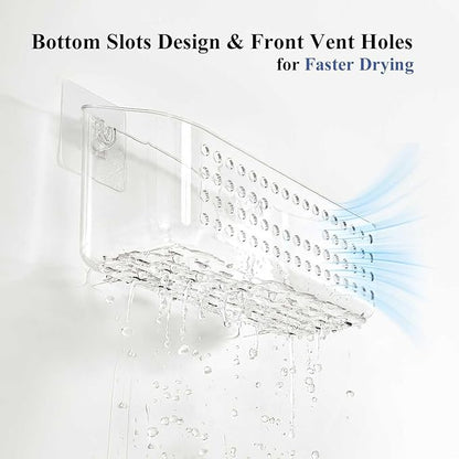 Bath Toy Storage 2 Packs, Large Bath Toy Holder, Quick Dry Bathtub Toys Organizer, Shower Caddy Shower Organizer for Bathroom Storage, No Drill Shelves Basket, Drainable, Clear White